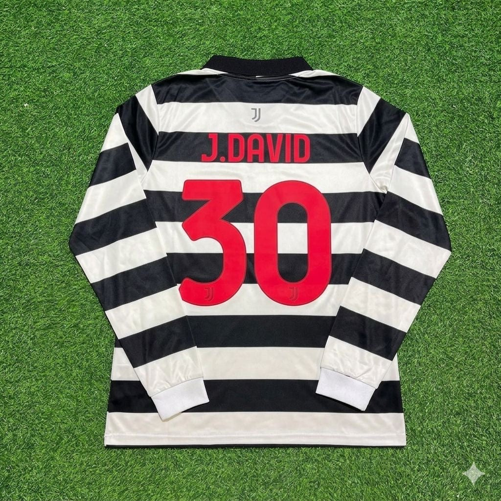 Jonathan David #30 Juventus New Season Fourth Long Sleeve Trikot Jersey