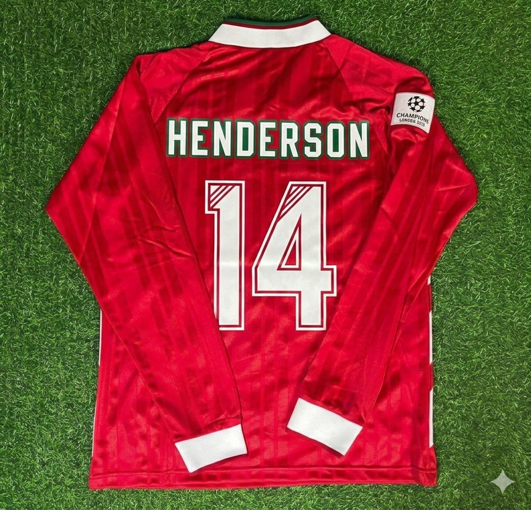 Jordan Henderson Liverpool Long Sleeve Retro Kit Jersey Trikot Maillot Soccer Shirt