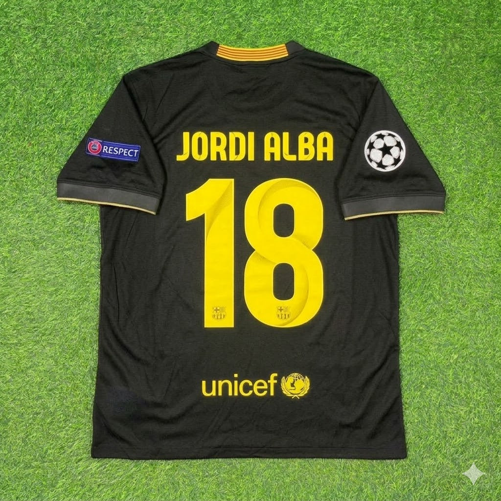 Jordi Alba #18 Barcelona 2013-2014 Black Retro Football Jersey