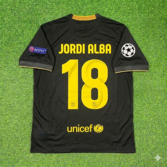 Jordi Alba #18 Barcelona 2013-2014 Black Retro Football Jersey