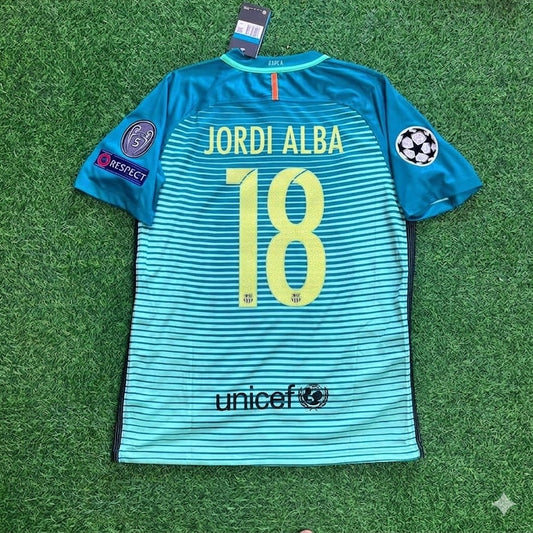 Jordi Alba #18 Barcelona 2016/17 Away Retro Jersey Trikot Maillot Soccer Shirt