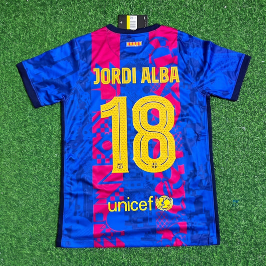 Jordi Alba #18 Barcelona 2021-2022 Season Third Retro Jersey Trikot Soccer Shirt