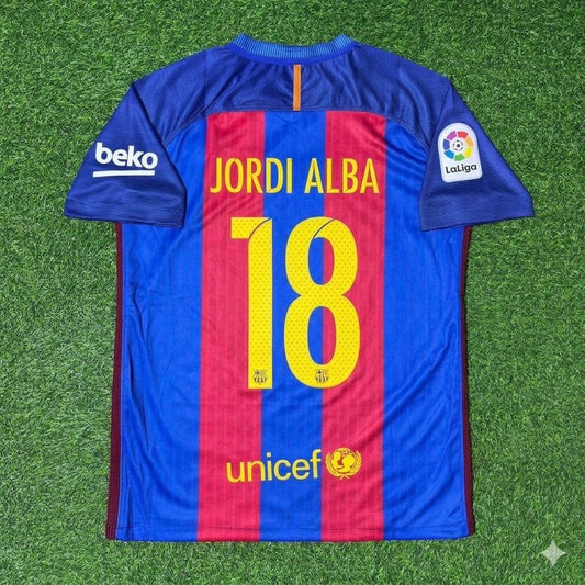 Jordi Alba #18 FC Barcelona 2016-2017 Home Retro Football Jersey