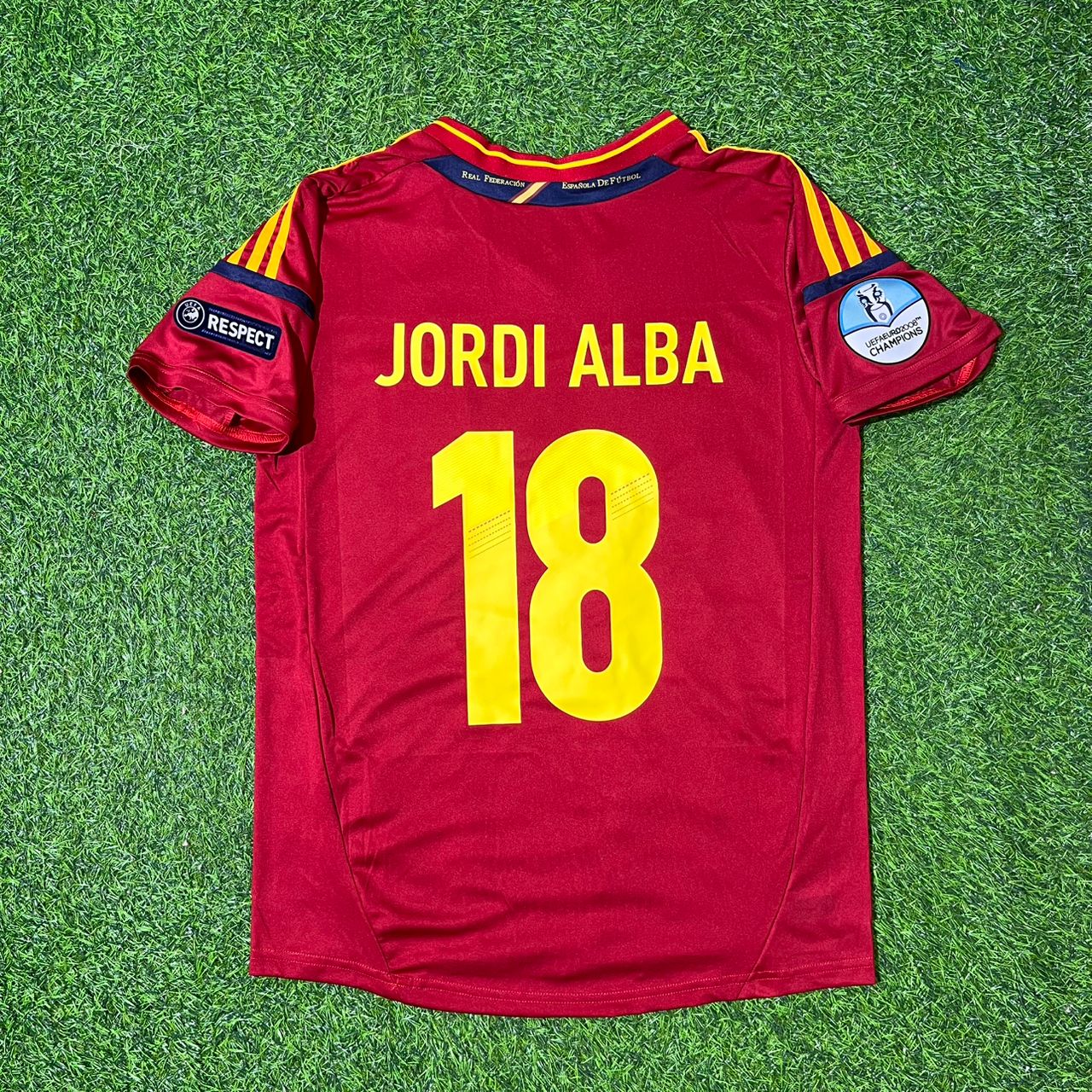 Jordi Alba Spain EURO 2012 Final Retro Football Jersey Kit
