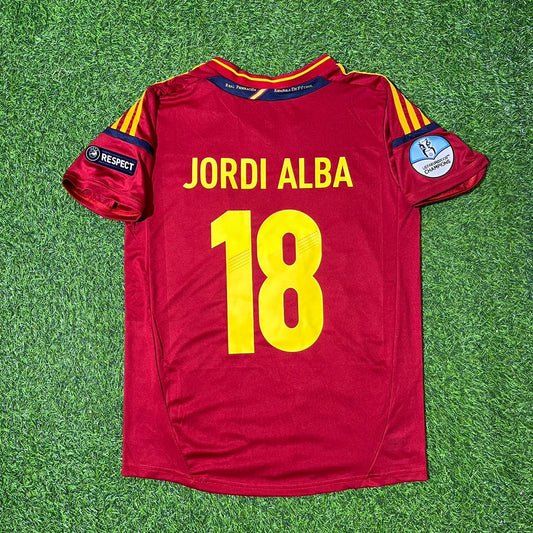 Jordi Alba Spain EURO 2012 Final Retro Football Jersey Kit
