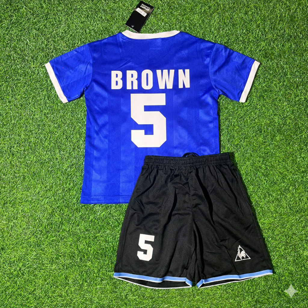 José Luis Brown 5- Argentina 1986 World Cup Final Blue Kids Retro Football Jersey Kit