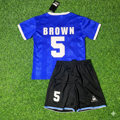 José Luis Brown 5- Argentina 1986 World Cup Final Blue Kids Retro Football Jersey Kit
