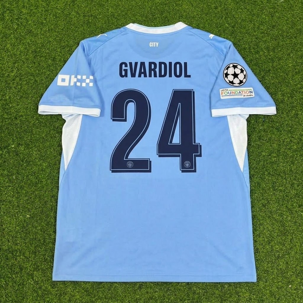 Joško Gvardiol #24 Manchester City 2026-27 Home New Season Champions League Patch Jersey Trikot Maillot Soccer Shirt