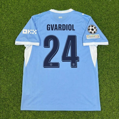 Joško Gvardiol #24 Manchester City 2026-27 Home New Season Champions League Patch Jersey Trikot Maillot Soccer Shirt