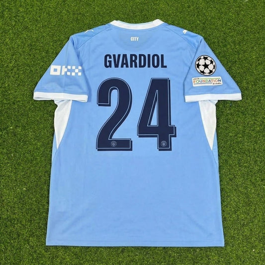 Joško Gvardiol #24 Manchester City 2026-27 Home New Season Champions League Patch Jersey Trikot Maillot Soccer Shirt