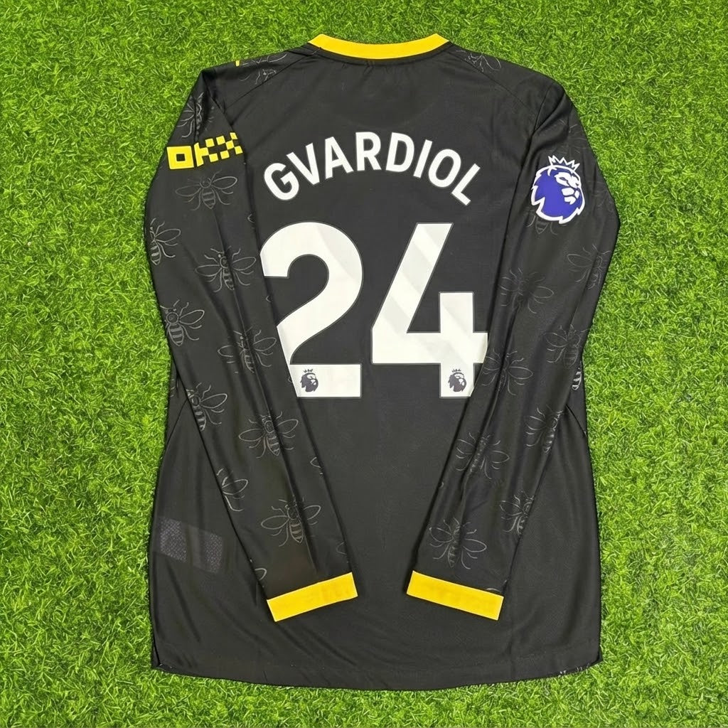 Joško Gvardiol #24 Manchester City 2026/2027 New Season Away Black Long Sleeve Jersey Trikot Maillot Soccer Shirt