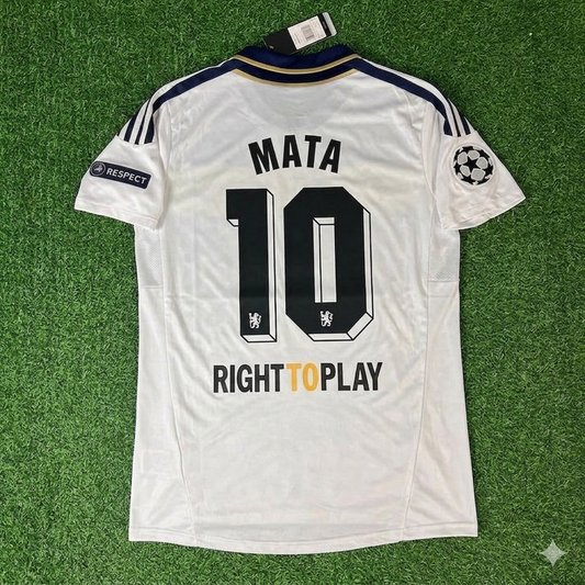 Juan Mata #10 Chelsea 2011 2012 Champions League White Yellow Retro Jersey Trikot