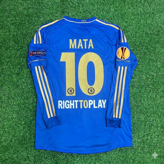 Juan Mata 10-Chelsea 2013 Europe League Final Amsterdam Blue Retro Football Jersey Soccer Shirt