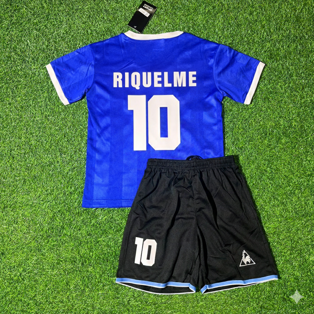 Juan Román Riquelme 10- Kit maillot de football rétro argentine bleu pour enfants