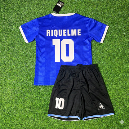 Juan Román Riquelme 10- Kit maillot de football rétro argentine bleu pour enfants