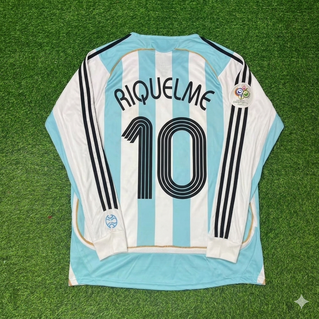 Juan Román Riquelme #10 Argentina 2006 World Cup Retro Long Sleeve Football Jersey