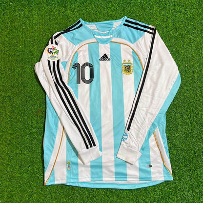 Juan Román Riquelme #10 Argentina 2006 World Cup Retro Long Sleeve Football Jersey