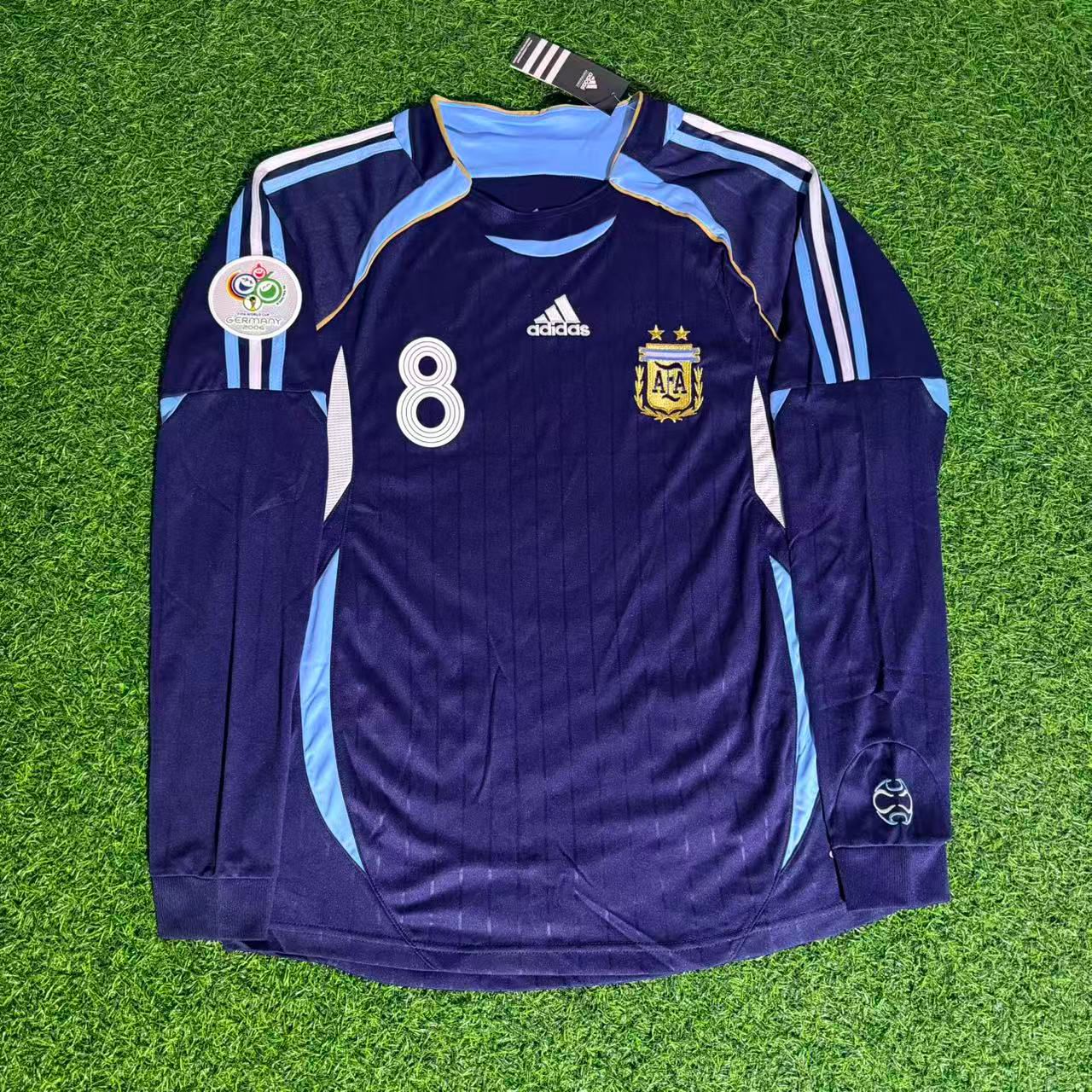 Juan Roman Riquelme Argentina 2006 World Cup Long Sleeve Retro Football Jersey Kit