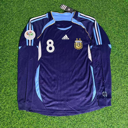 Juan Roman Riquelme Argentina 2006 World Cup Long Sleeve Retro Football Jersey Kit