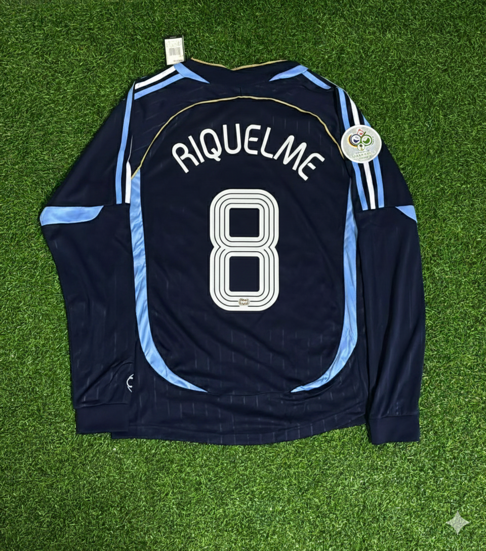 Juan Roman Riquelme Argentina 2006 World Cup Long Sleeve Retro Football Jersey Kit