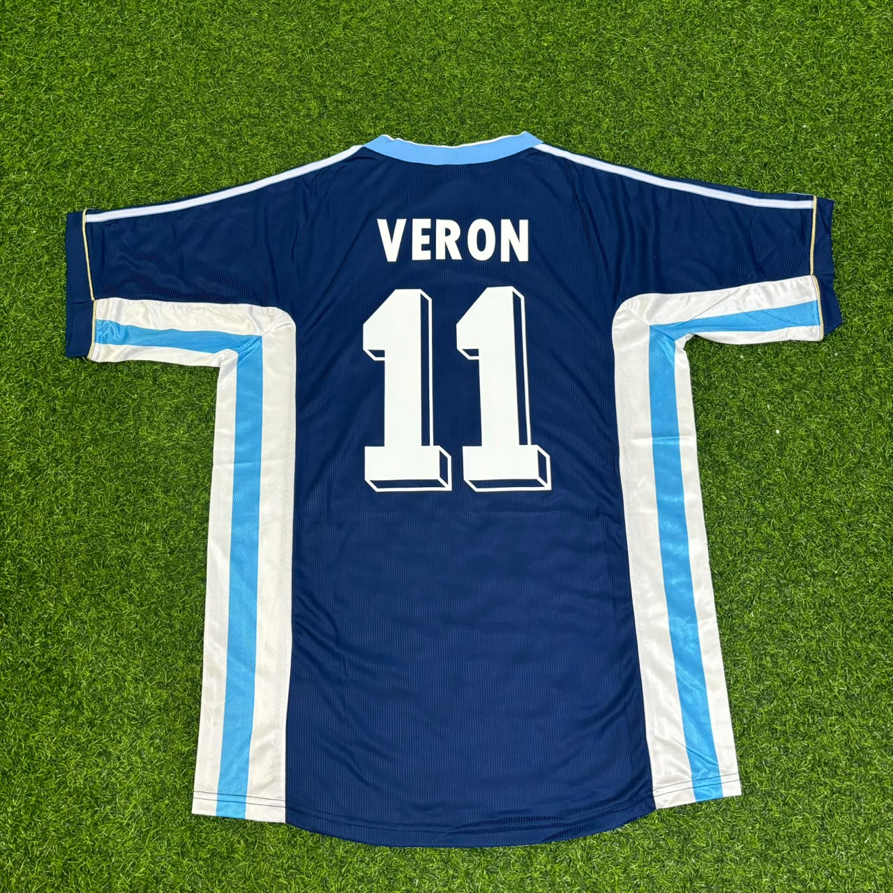 Juan Sebastián Verón #11 Argentina 1998 World Cup Blue Retro Football Jersey