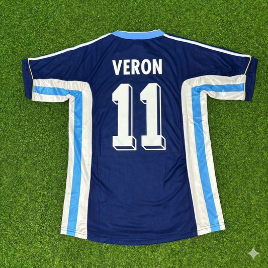 Juan Sebastián Verón #11 Argentina 1998 World Cup Blue Retro Football Jersey