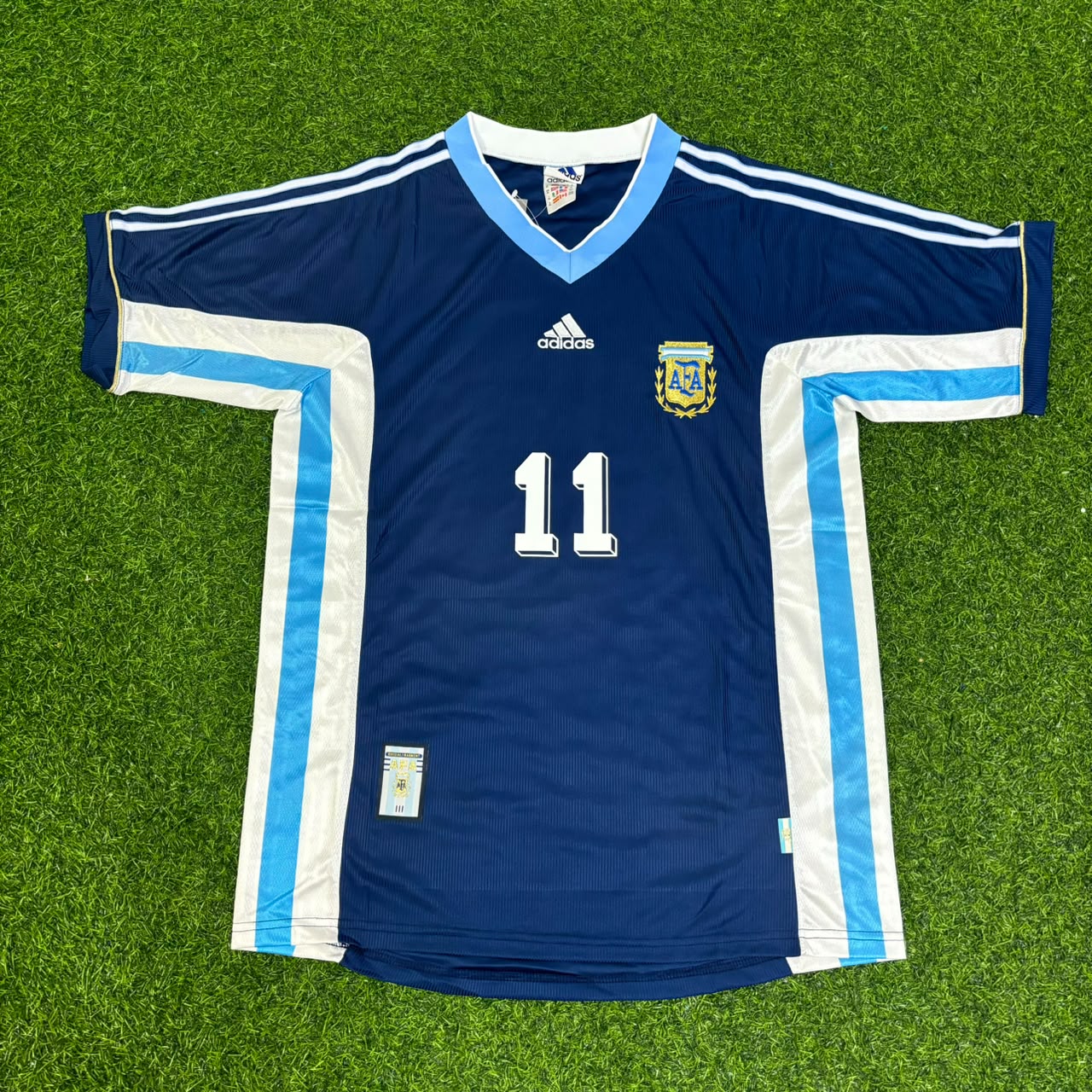 Juan Sebastián Verón #11 Argentina 1998 World Cup Blue Retro Football Jersey