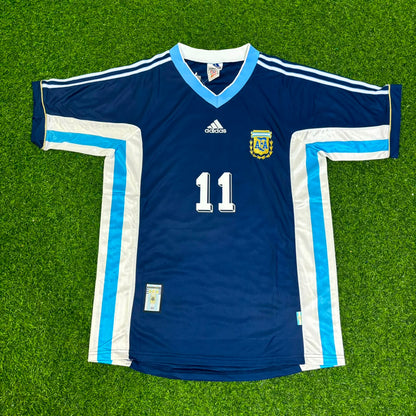 Juan Sebastián Verón #11 Argentina 1998 World Cup Blue Retro Football Jersey