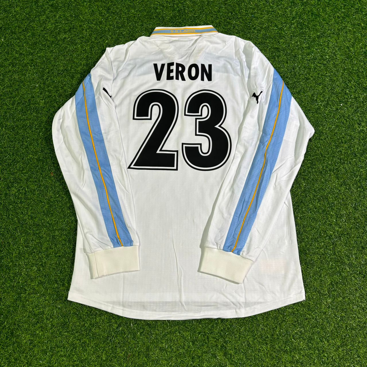 Juan Sebastian Veron Lazio 1999 2000 White Long Sleeve Retro Football Jersey Kit