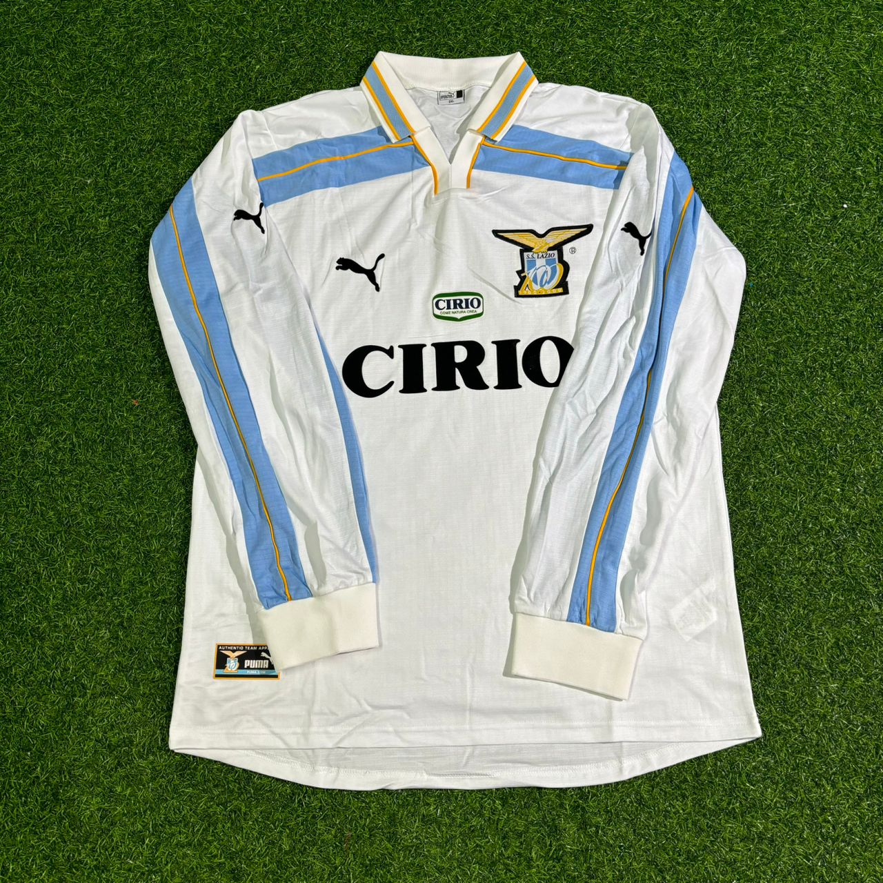 Juan Sebastian Veron Lazio 1999 2000 White Long Sleeve Retro Football Jersey Kit