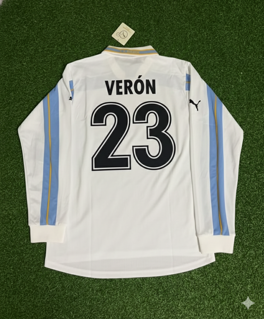 Juan Sebastian Veron Lazio 1999 2000 White Long Sleeve Retro Football Jersey Kit