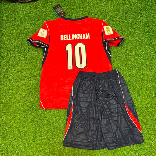 Jude Bellingham #10 England 2026 World Cup Kids Kit Away Red Football Jersey