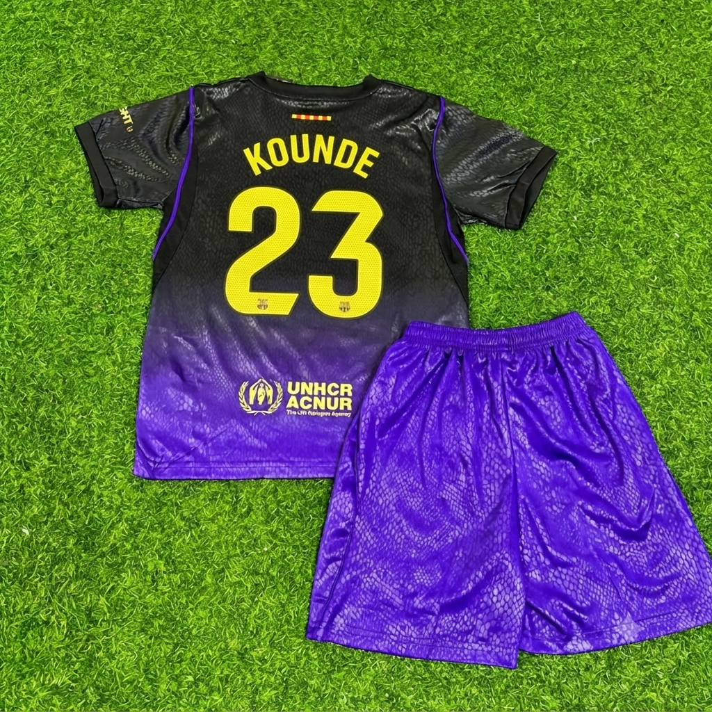 Jules Kounde #23 Barcelona 2027 New Season Away Kids Jersey Trikot Maillot Soccer Shirt