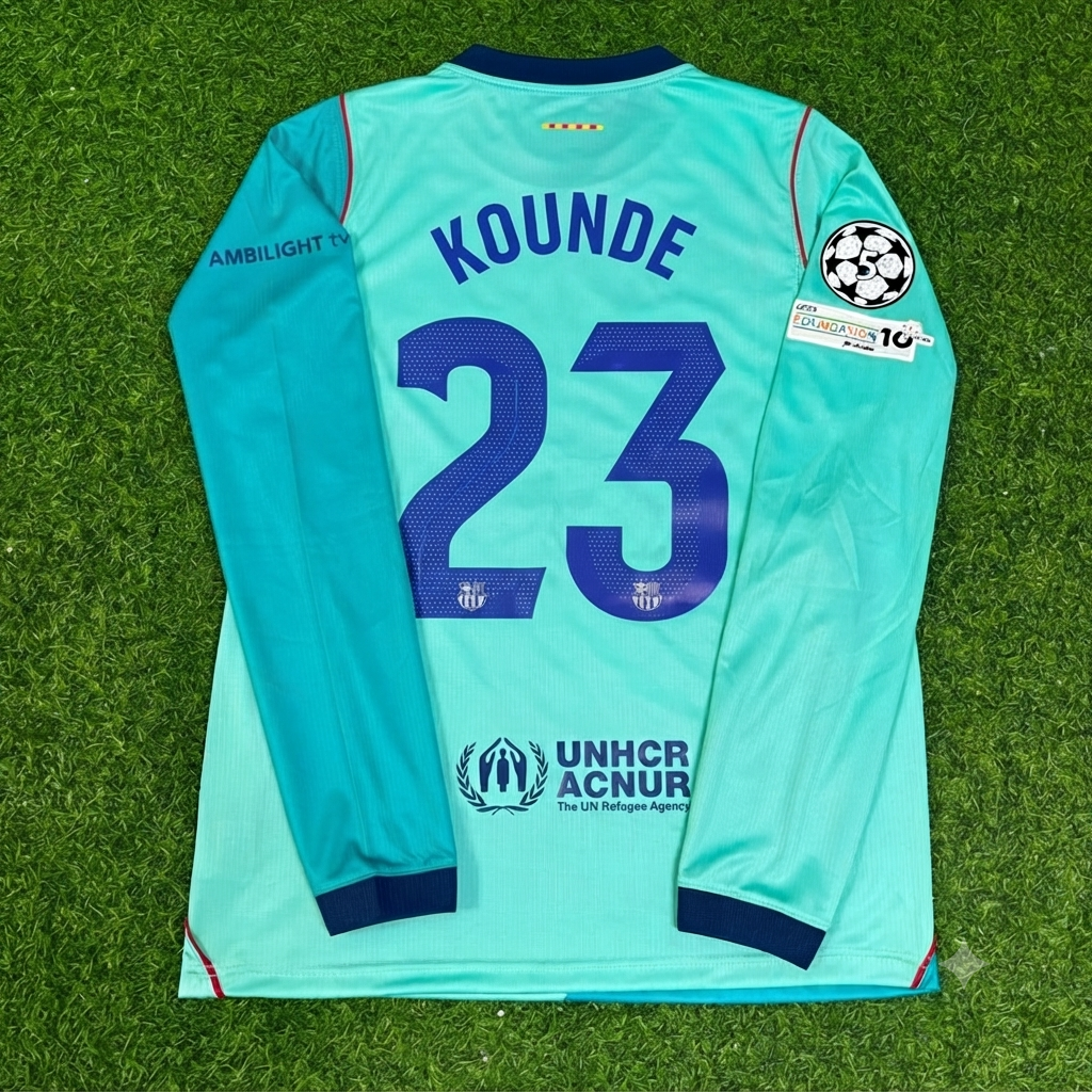 Jules Kounde #23 Barcelona 2027 New Season Long Sleeve Jersey Trikot Maillot Soccer Shirt
