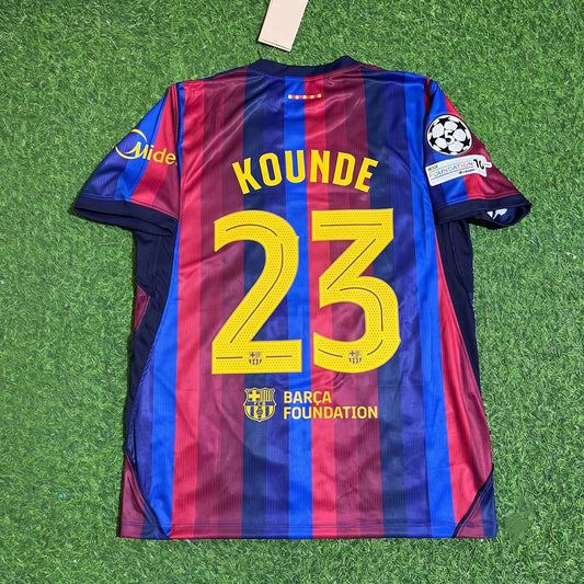 Jules Kounde #23 Barcelona 2027 New Season Champions League Patch Home Jersey Trikot Maillot Soccer Shirt