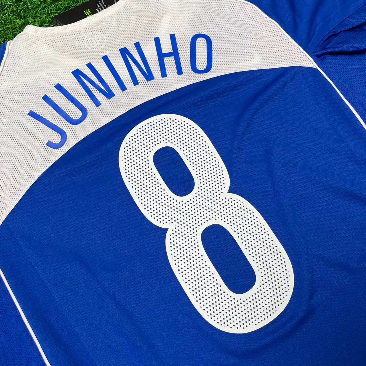 Juninho Pernambucano Brazil 2004 Blue Retro Football Jersey Kit
