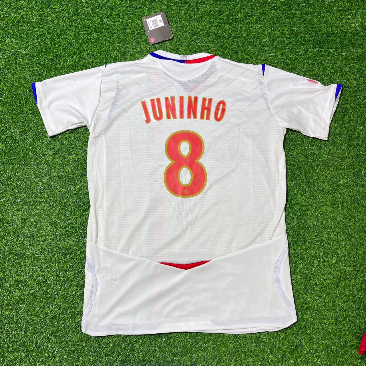 Juninho Pernambucano Olympique Lyonnais 2008–2009 Home White Retro Football Jersey Kit