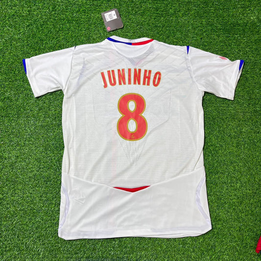 Juninho Pernambucano Olympique Lyonnais 2008–2009 Home White Retro Football Jersey Kit
