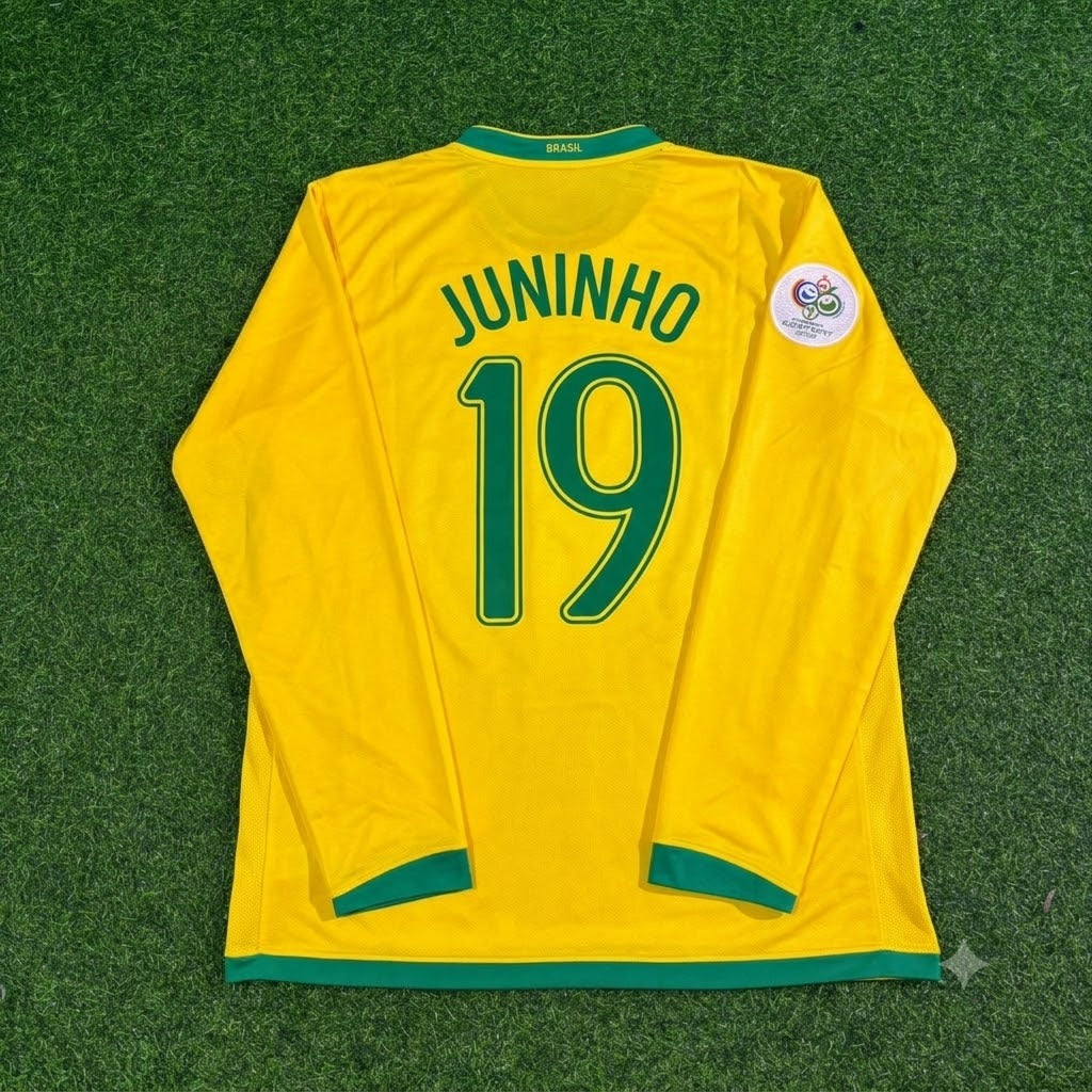 Juninho Pernambucano #19 Brazil 2006 World Cup Long Sleeve Football Jersey