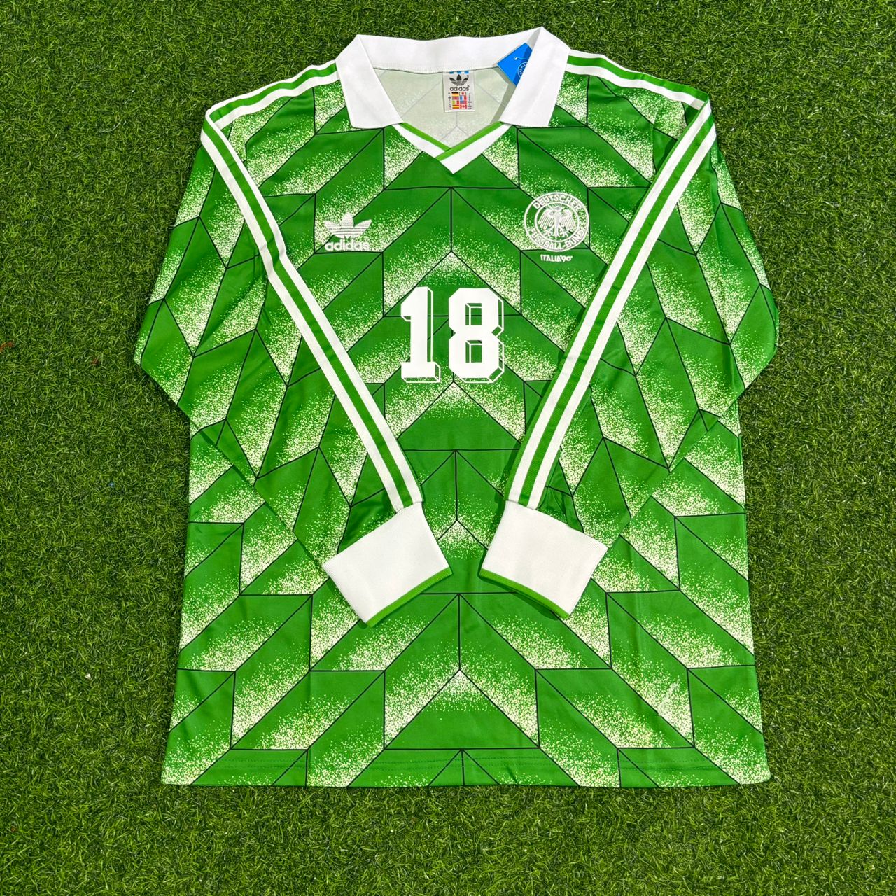 Jurgen Klinsmann Germany 1990 World Cup Green Long Sleeve Football Jersey