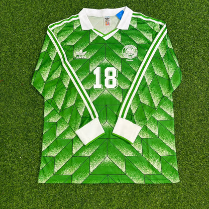 Jurgen Klinsmann Germany 1990 World Cup Green Long Sleeve Football Jersey