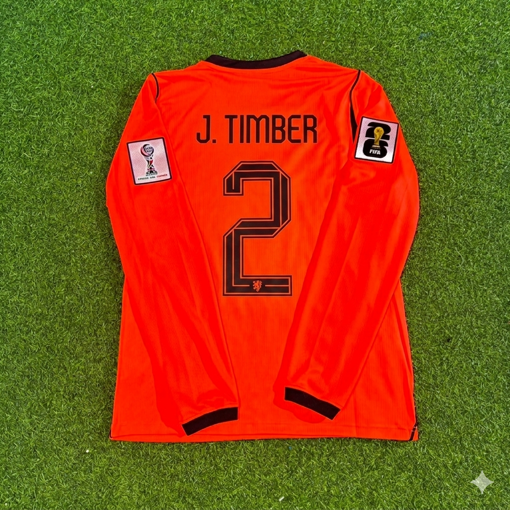 Jurriën Timber #2 Netherlands 2026 World Cup Home Long Sleeve Football Jersey