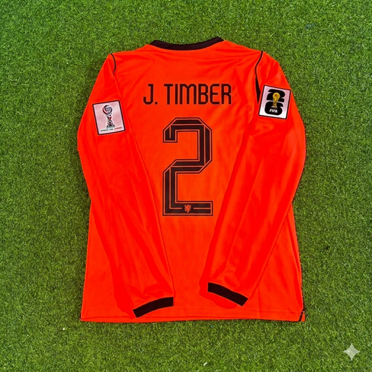 Jurriën Timber #2 Netherlands 2026 World Cup Home Long Sleeve Football Jersey