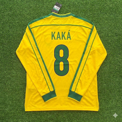 Kaka’ #8- Brazil Long Sleeve Retro Football Kit Jersey Trikot Maillot Shirt