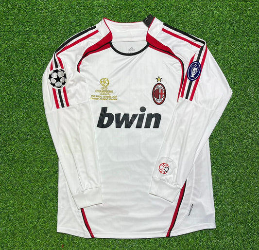AC Milan 2007 Champions League Final Away White Long Sleeve Retro Jersey