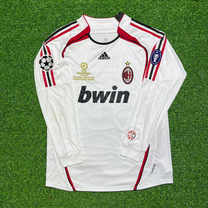 Gennaro Gattuso #8 AC Milan 2007 Champions League Final Away White Long Sleeve Retro Jersey