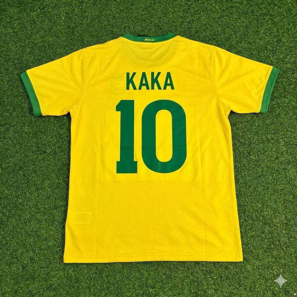 Kaka Leite Brazil Retro Home Football Jersey Trikot Maillot