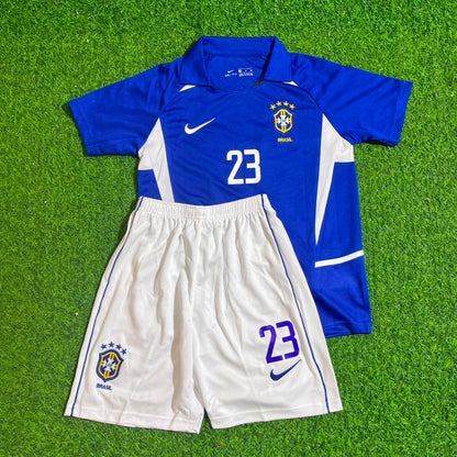 Kaka Leite Brazil 2002 World Cup Away Kids Kit – Kit Jersey for Children – | KinderTrikot | Maillot Enfant Soccer Shirt