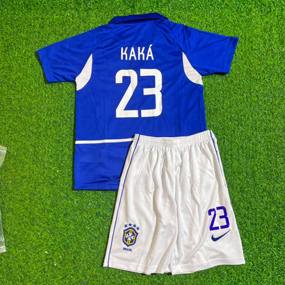 Kaka Leite Brazil 2002 World Cup Away Kids Kit – Kit Jersey for Children – | KinderTrikot | Maillot Enfant Soccer Shirt