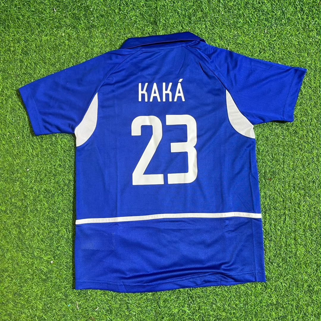 Kaka Leite Brazil 2002 World Cup Away Kids Kit – Kit Jersey for Children – | KinderTrikot | Maillot Enfant Soccer Shirt